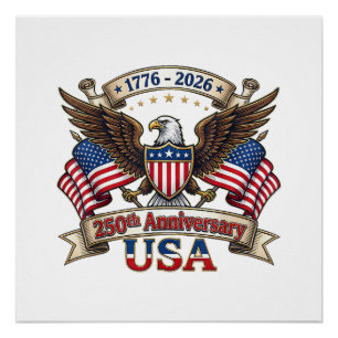 250 Jahre Amerikanisch 250. 4. Juli Jubiläum 1 Poster