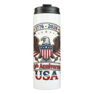 250 Jahre Amerikanisch 250. 4. Juli Jubiläum 1 Thermosbecher