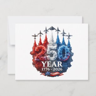 250 Jahre Amerikanisch 250. USA Patriotisch 4. Jul Feiertagskarte