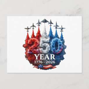 250 Jahre Amerikanisch 250. USA Patriotisch 4. Jul Feiertagspostkarte