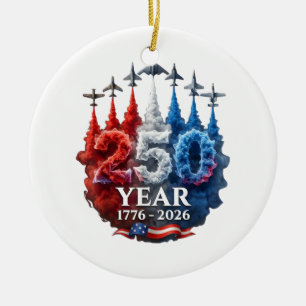 250 Jahre Amerikanisch 250. USA Patriotisch 4. Jul Keramik Ornament