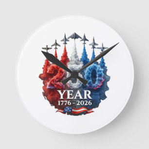 250 Jahre amerikanisch 250. USA patriotisch 4. Jul Runde Wanduhr