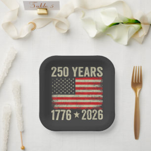 250 Jahre amerikanische Flagge 1776-2026 Pappteller