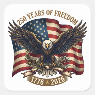 250 Jahre Amerikanische Freiheit Patriotischer Adl Quadratischer Aufkleber