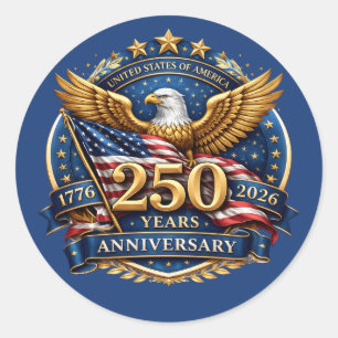 250 Jahre Amerikanische Unabhängigkeit Patriotisch Runder Aufkleber