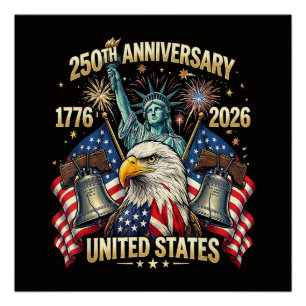 250 Jahre Amerikanisches Jubiläum 1776-2026 USA-Fl Poster
