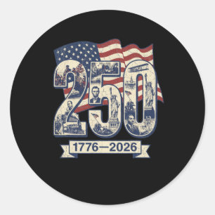 250 Jahre Amerikanisches Jubiläum 250. Merch 4. Ju Runder Aufkleber