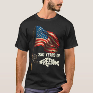 250 Jahre Fischen Amerikanischer Flagge Fischer T-Shirt