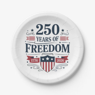 250 Jahre Freiheit 1776 2026 250. 4. Juli Pappteller