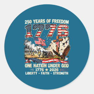 250 Jahre Freiheit 1776 eine Nation unter Gott usa Runder Aufkleber