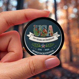 250 Jahre Freiheit Elegant Patriotisch Blau Button