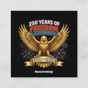 250 Jahre Freiheit & Feuerwerk  Quadratische Visitenkarte