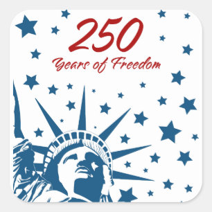 250 Jahre Freiheit Frohen Geburtstag USA Patriotis Quadratischer Aufkleber