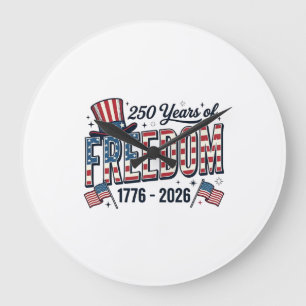 250 Jahre Freiheit Patriotic Jubiläums-Shirt_1 Große Wanduhr