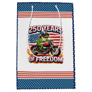 250 Jahre Freiheit Patriotischer Frosch Biker USA Mittlere Geschenktüte
