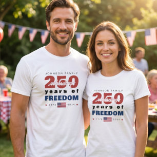 250 Jahre Freiheit Personalisierter Familienname T-Shirt