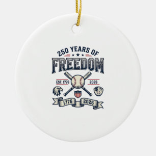 250 Jahre Freiheits-Patriotisches Baseball-Design_ Keramik Ornament