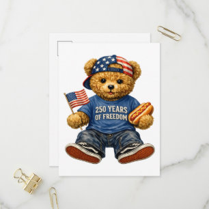 250 Jahre Freiheits-Teddybär Einladungspostkarte