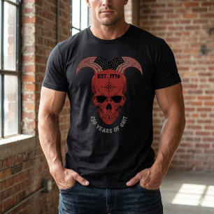 250 Jahre Hartnäckigkeit Patriotisches rotes Toten T-Shirt