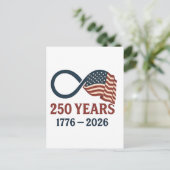 250 Jahre Jahrestag 1776-2026 USA Patriotic Ankündigungspostkarte (Stehend Vorderseite)