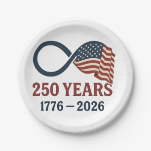 250 Jahre Jahrestag 1776-2026 USA Patriotic Pappteller