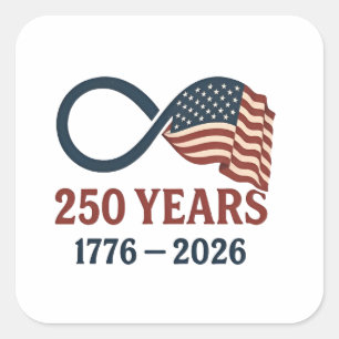 250 Jahre Jahrestag 1776-2026 USA Patriotic Quadratischer Aufkleber