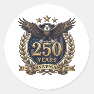 250 Jahre Jubiläum Amerikanische Unabhängigkeit Runder Aufkleber
