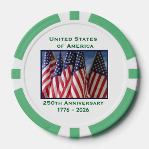 250 Jahre Patriotic Flag Premium Green Pokerchips