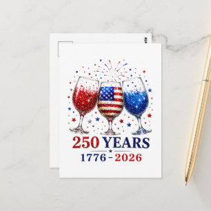 250 Jahre patriotische Weinglas-Feier Postkarte
