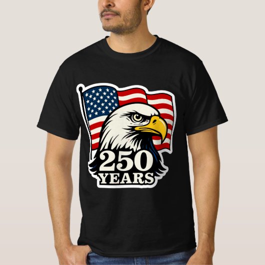 250 Jahre Patriotischer Adler & Flag Design T-Shirt (Vorderseite)