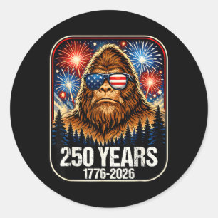 250 Jahre Patriotischer Bigfoot 1776-2026 250. Runder Aufkleber