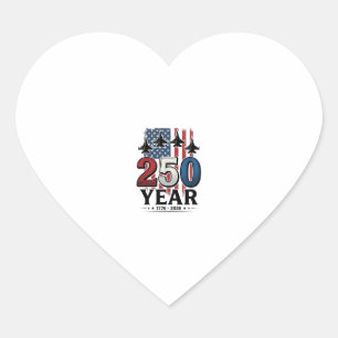250 Jahre Patriotisches Jet Vintage Gravur Shirt D Herz-Aufkleber