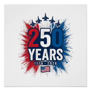 250 Jahre patriotisches Jets-Jubiläums-Vektordesig Poster
