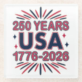 250 Jahre USA | 1776-2026 Halbjahr Glasuntersetzer (Vorderseite)
