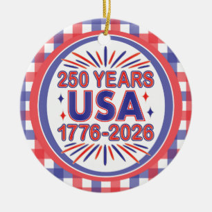 250 Jahre USA   1776-2026 Halbjahr Keramik Ornament