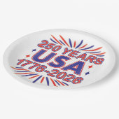 250 Jahre USA | 1776-2026 Halbjahr Pappteller (Schrägansicht)