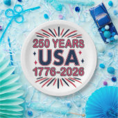 250 Jahre USA | 1776-2026 Halbjahr Pappteller (Party)