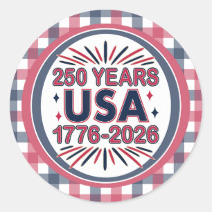 250 Jahre USA   1776-2026 Halbjahr Runder Aufkleber