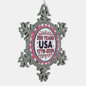 250 Jahre USA | 1776-2026 Halbjahr Schneeflocken Zinn-Ornament (Links)