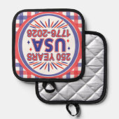 250 Jahre USA | 1776-2026 Halbjahr Topflappen (Vorderseite/Rückseite)