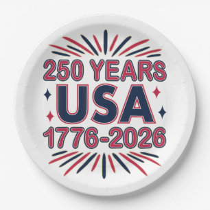 250 Jahre USA   1776–2026 Semiquincentennial Pappteller