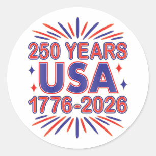 250 Jahre USA   1776–2026 Semiquinquagener Runder Aufkleber