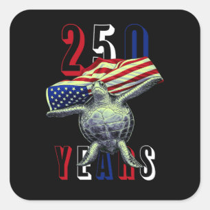 250 Jahre USA Patriotische Schildkröte Quadratischer Aufkleber