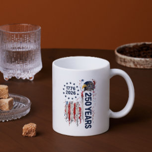250-Jahres-Feier Grungy Amerikanische Flagge Adler Kaffeetasse