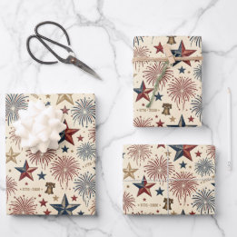 250. Jahrestag Amerika Patriotisch 4. Juli  Geschenkpapier Set