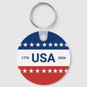 250. Jahrestag der USA 1776 2026 Rot Weiß Blau Schlüsselanhänger