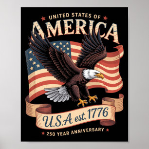 250. Jahrestag der USA 4. Juli Amerikanisch Poster