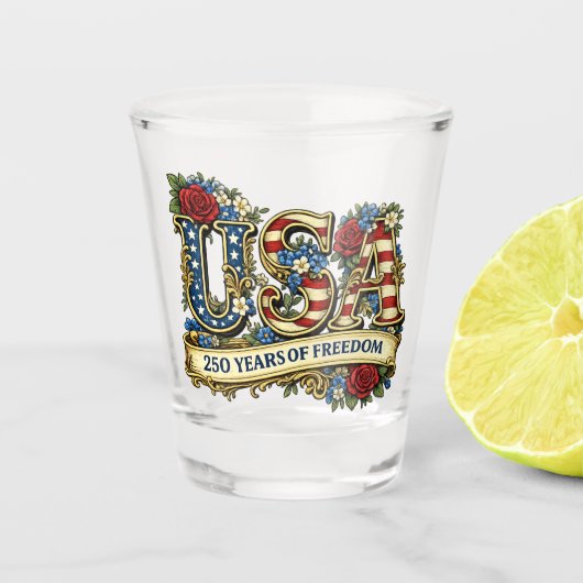 250. Jahrestag der USA Schnapsglas (Vorderseite)