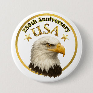 250. Jahrestag der USA Weißkopfseeadler-Goldsterne Button
