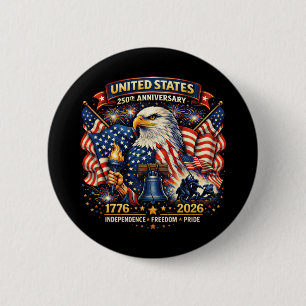 250. Jahrestag USA 1776–2026 Amerikanisches Erbe Button